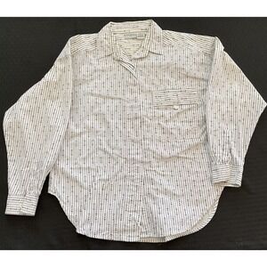 Khazana Shirt Mens Small White Black Arrow Print Button Up Long Sleeve Pocket